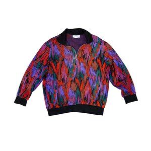 NWT Vintage Quarter Zip Sweatshirt 2X Colorblock Avant Garde Art Maximalist USA